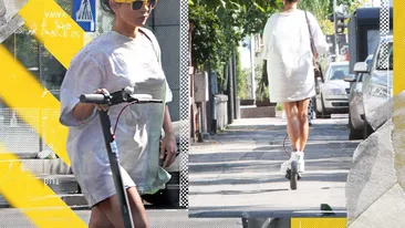 „Sun is up” pe Dorobanți, când iese Inna pe trotinetă! A renunțat la skateboard, dar nu și la regulile de circulație!