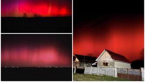 Spectacol pe cerul României! Aurora Boreală, vizibilă în mai multe zone din țară | FOTO