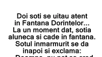 BANC | Doi soți, la Fântâna Dorințelor. La un moment dat, soția alunecă și cade în fântănă