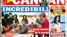 O adolescenta s-a pozat, zambitoare, culcata pe un sicriu