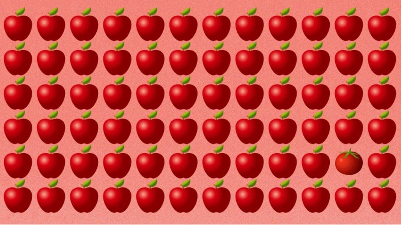 TEST IQ | Doar 3% reușesc: Găsiți roșia ascunsă printre merele din imagine, în cel mult 6 secunde!