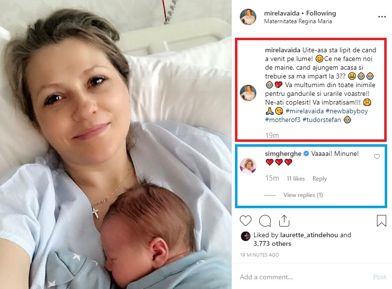 Mirela Vaida a postat prima poză cu micuțul Tudor. Ce problemă întâmpină proaspăta mămică