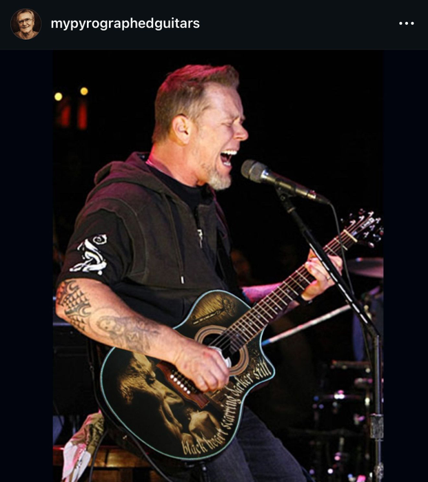 Dino Muradian a pirogravat mai multe chitare pentru membrii trupei Metallica. sursă - social media