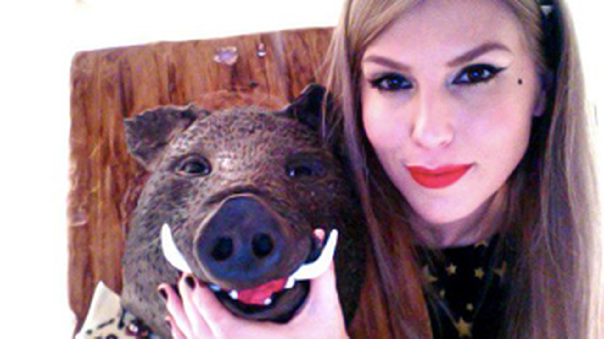 Corina a primit un cadou mai diferit de ziua ei: un cap de porc mistret!