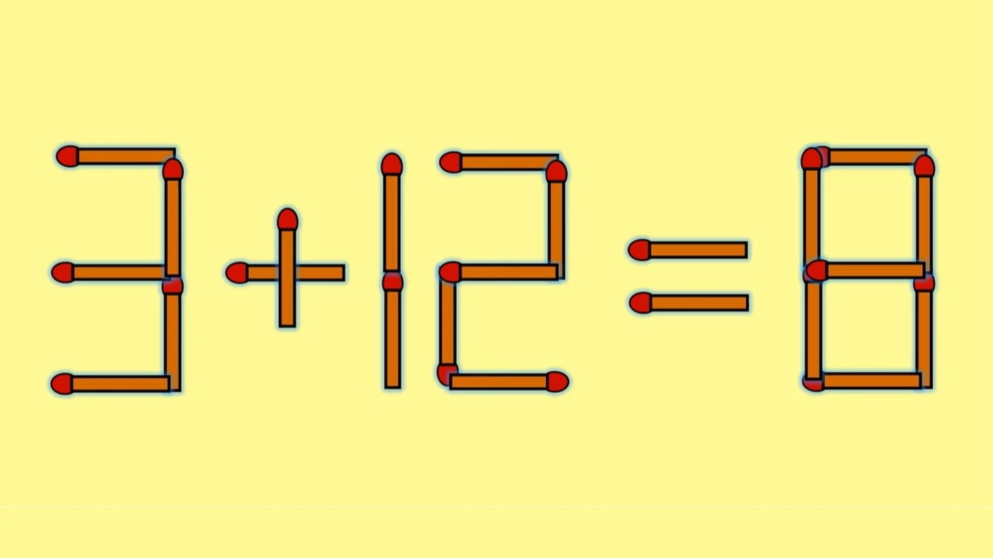 Test de inteligență | Mutați un singur chibrit pentru a corecta 3 + 12 = 8
