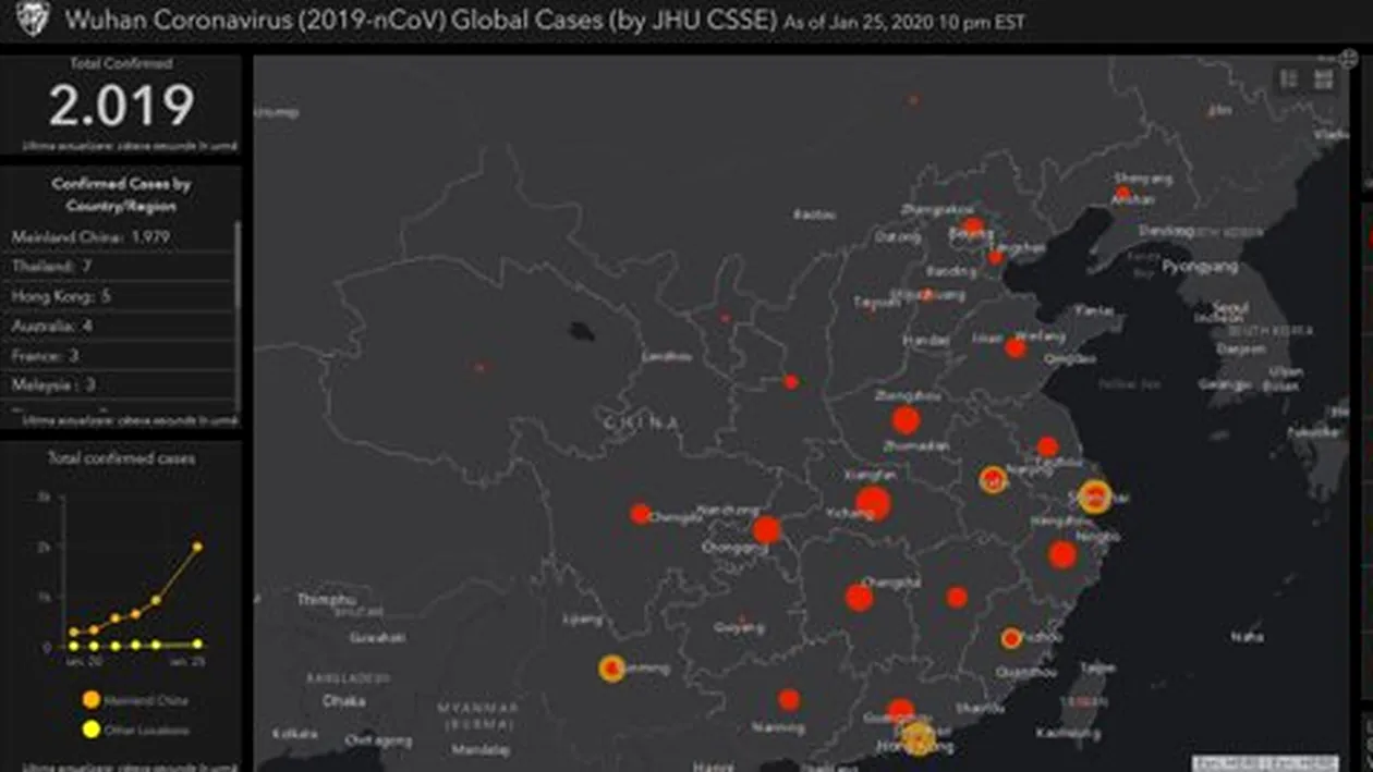 Harta care marchează în timp real răspândirea coronavirusului în întreaga lume