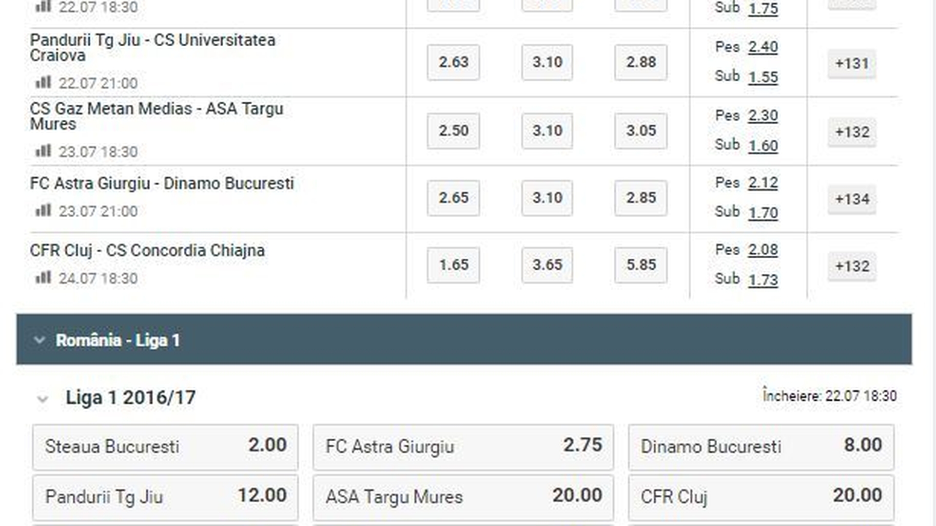 (P) Pariuri speciale pe Etapa 1 şi Liga 1