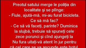 BANCUL ZILEI | Preotul satului merge la Poliție: "Mi-au furat bicicleta"