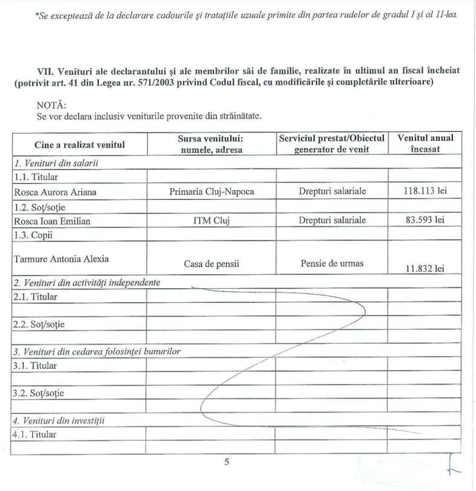 Declarația de avere a Aurorei Roșca