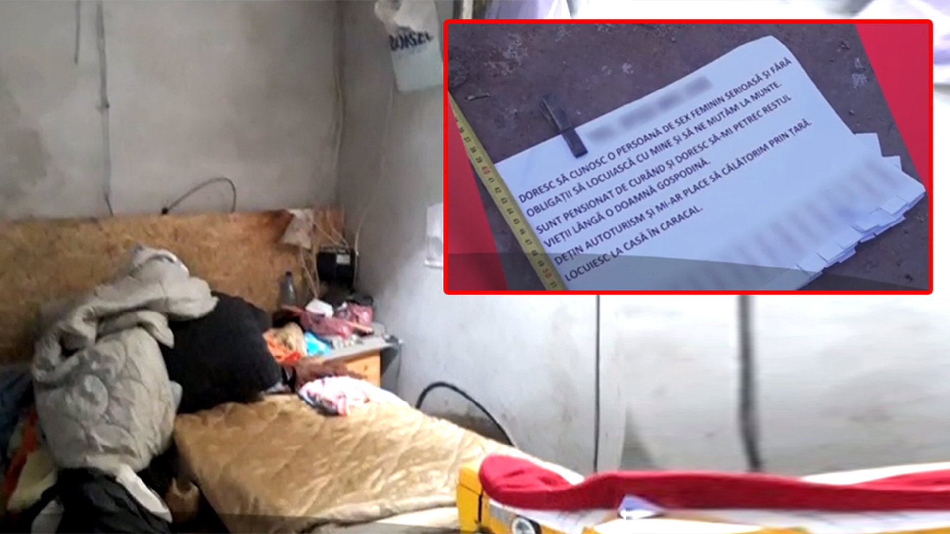 Noi imagini din camera unde au fost ținute Alexandra și Luiza de Gheorghe Dincă. Ce bilețel au găsit anchetatorii pe jos: "Doresc să.."
