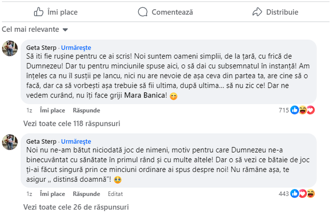Mara Bănică, prima reacție după ce familia Sterp a amenințat-o cu judecata: ”Singurul lucru pe care îl pot recomanda”