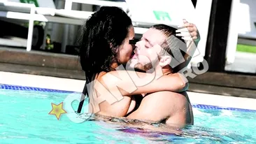 Burlacul Edward si-a facut de cap cu o bruneta durdulie! Preludiu in piscina, in vazul lumii