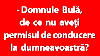 BANC | „Domnule Bulă, de ce nu aveți permisul de conducere la dumneavoastră?”