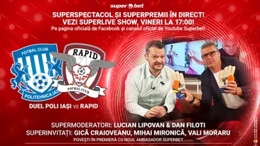 Rapid și Poli Iași fac spectacol la SuperLive Show, cea mai nouă și mai dinamică emisiune sportivă online