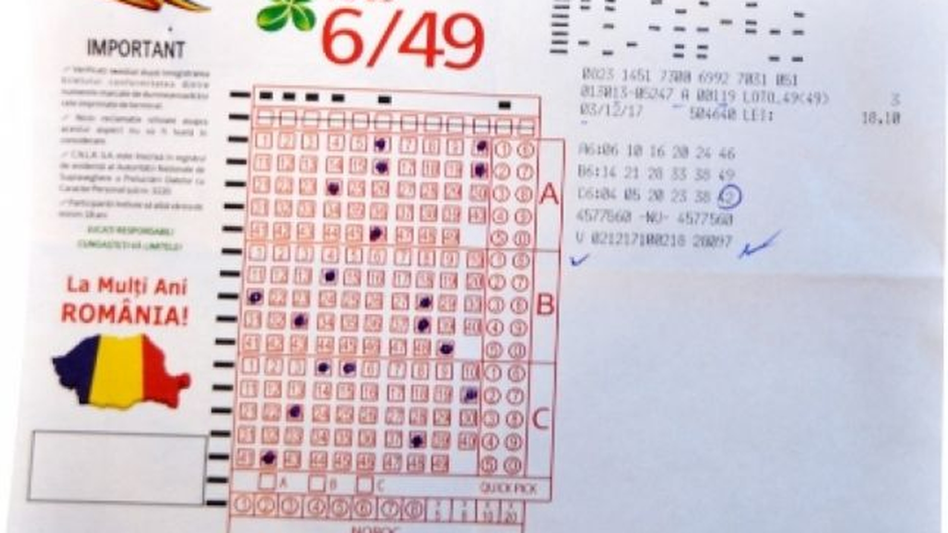 LOTO 6 din 49. Rezultatele extragerii Loto 6 din 49, numerele de joi, 29 noiembrie 2018