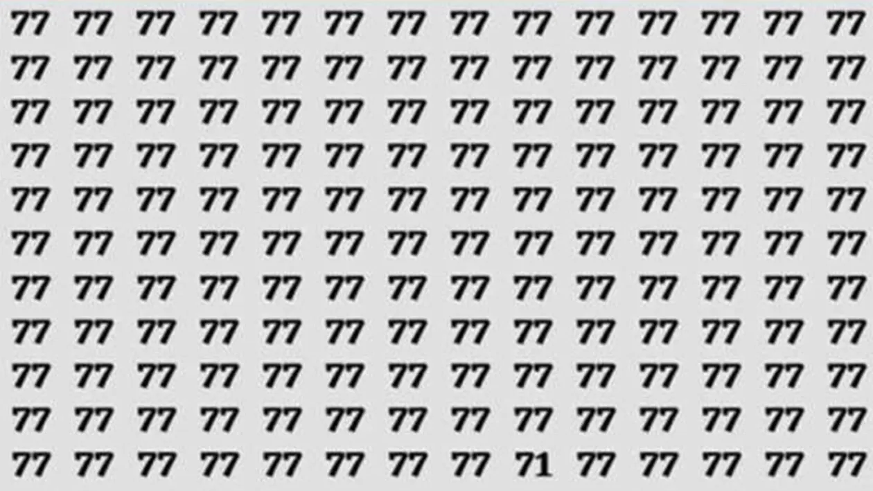 Iluzie optică virală | Găsiți singurul număr care nu este 77!