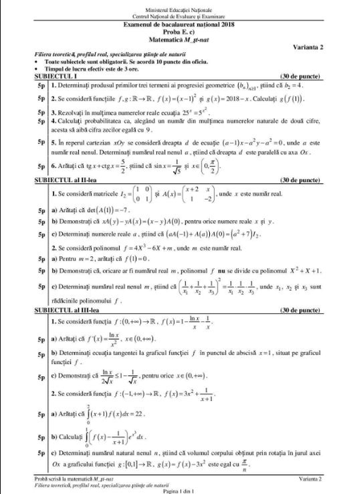 Subiecte BAC 2019. Ce poate pica la limba română și la matematică