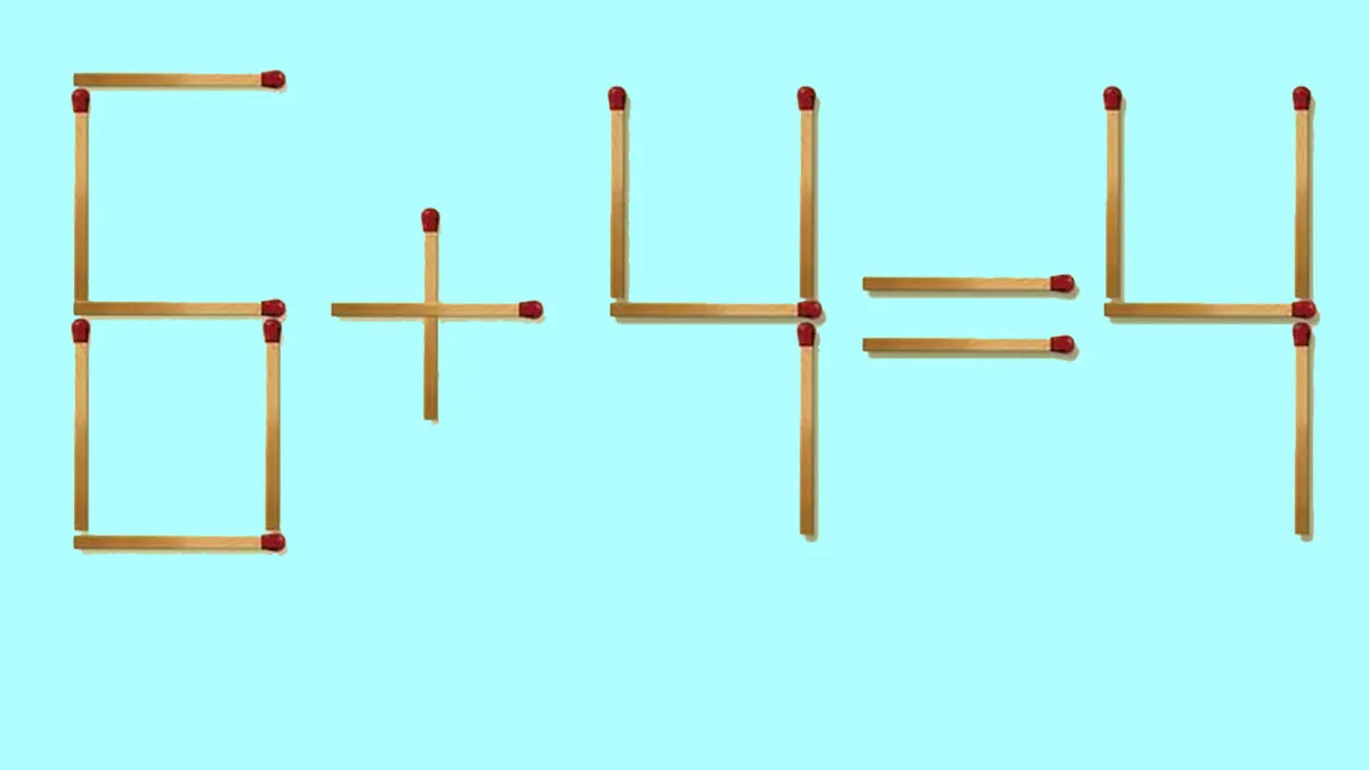 Test de inteligență | Corectați 6 + 4 = 4, mutând doar un chibrit! Geniile găsesc toate cele 3 soluții