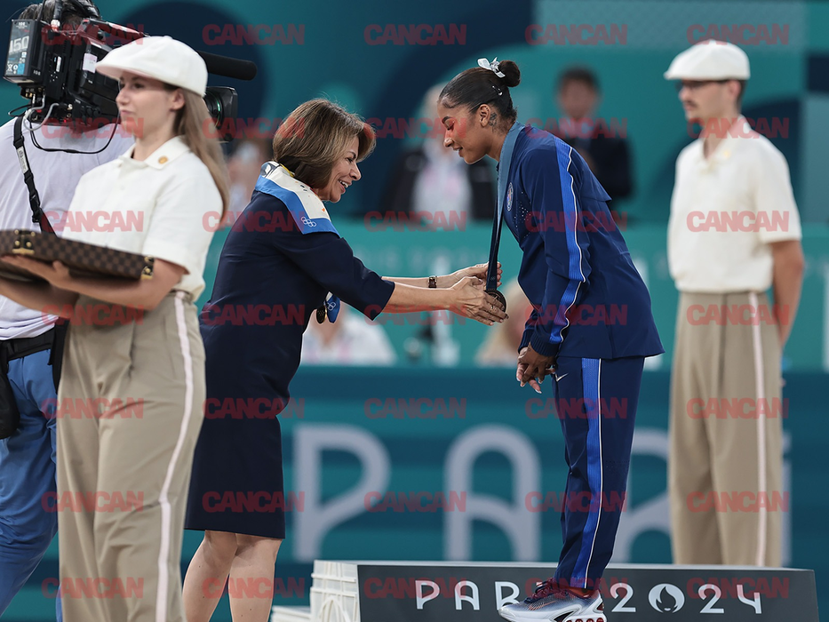 Podiumul în finala de la sol - de la Jocurile Olimpice 2024/ sursă foto: CANCAN.RO