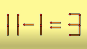 Test IQ cu chibrituri | Mutați un singur băț, pentru a corecta 11 - 1 = 3