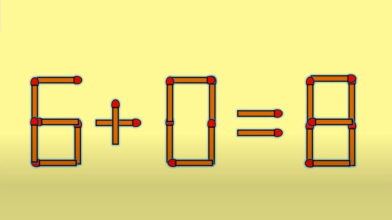 TEST IQ | 6 + 0 = 8 este complet greșit. Pentru a corecta egalitatea, mutați un singur chibrit