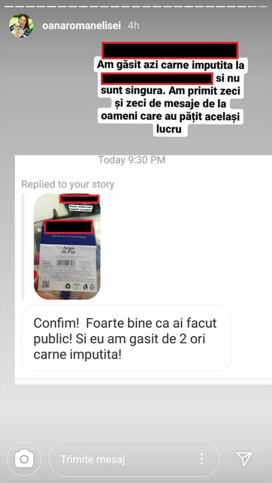 Episod neplăcut pentru Oana Roman, după ce s-a întors de la cumpărături: “Mi s-a făcut rău”. Ce a găsit într-o pungă cu carne