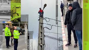 VIDEO | Fiasco total în fața casei lui Gigi Becali! Motivul pentru care un bărbat refuză să coboare de pe stâlp, până nu discută cu latifundiarul: ”Nea Gigi, ieși afară!”