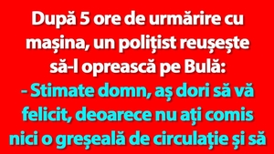 BANC | După 5 ore de urmărire cu mașina, un polițist reușește să-l oprească pe Bulă
