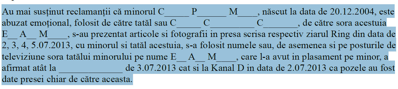 Mama Elodiei susține că nepotul său a fost abuzat de către Cioacă și familia acestuia