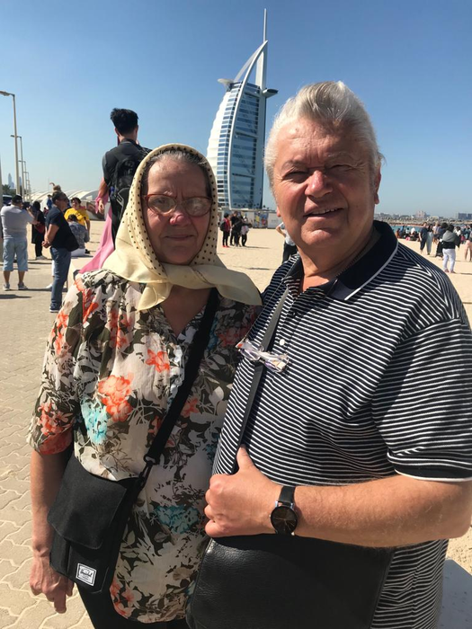 Ghorghe Turda împreună cu sora lui Anuța, în vacanță în Dubai