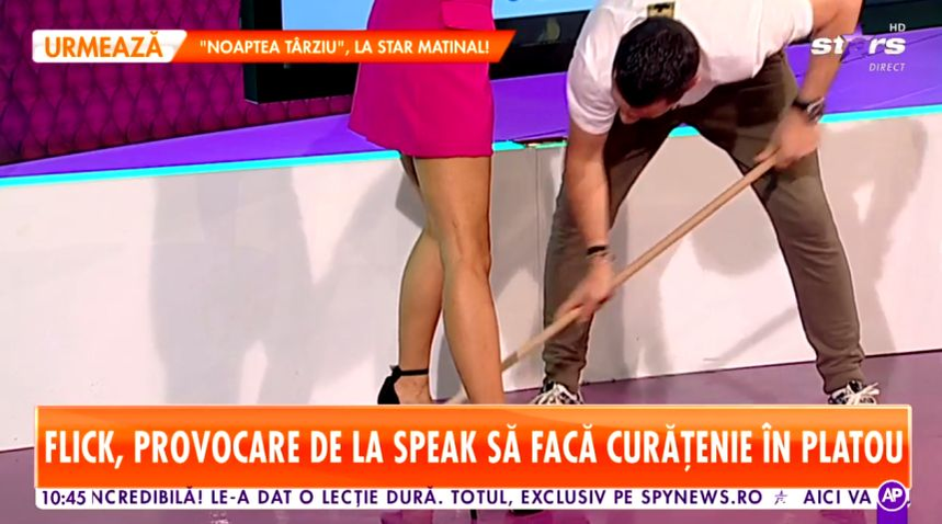 Flick, filmat în ipostaze nemaivăzute în direct la TV! A băgat mopul printre picioarele lui Nasrin Ameri și…