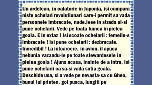 BANCUL ZILEI | Un ardelean își cumpără niște ochelari revoluționari din Japonia