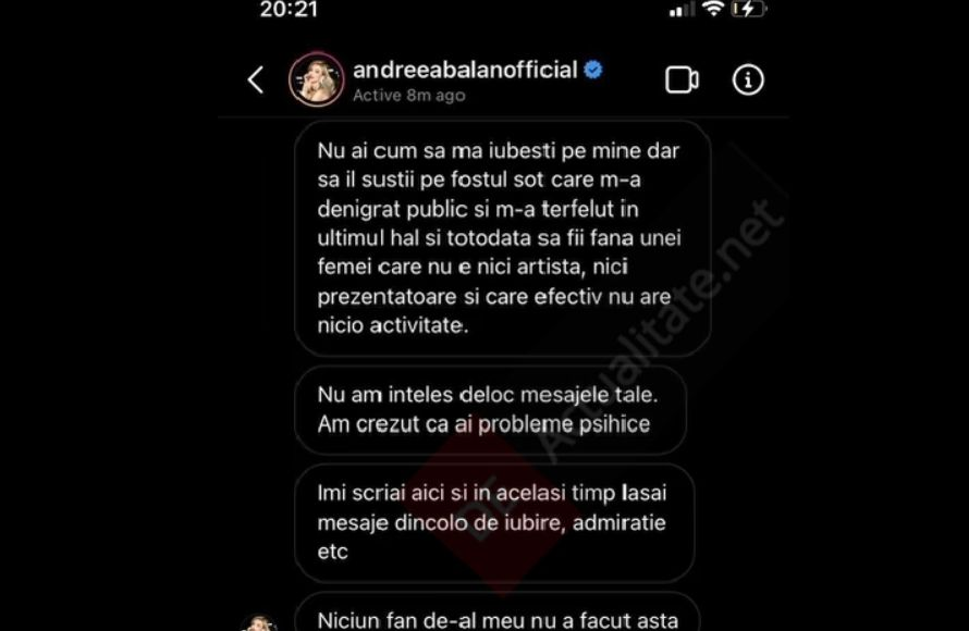 Mesajele postate de Andreea Bălan ( sursa Instagram)