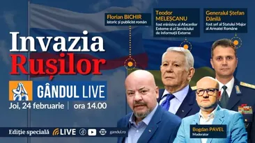 GÂNDUL LIVE Ediție specială despre războiul din Ucraina, joi 24 februarie, de la ora 14:00