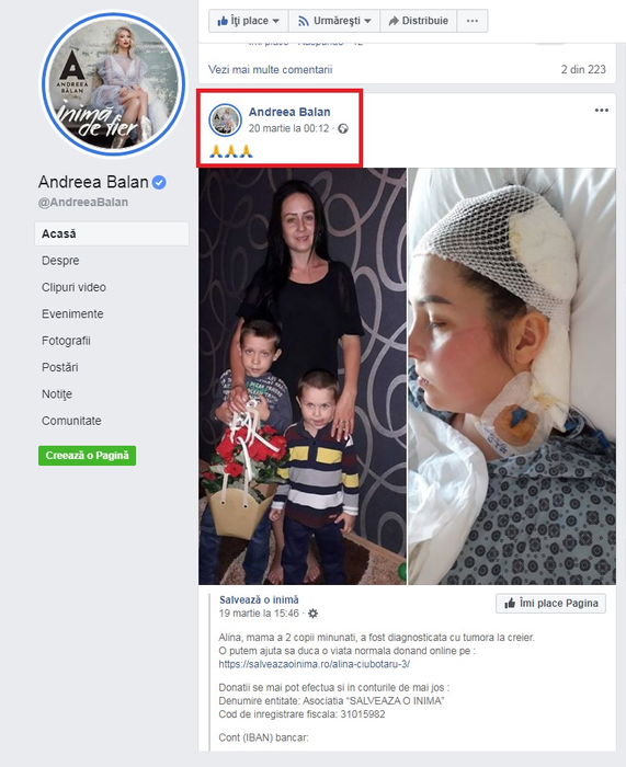 Andreea Bălan, apel disperat pentru mama a doi copii mici! Şi tu o poţi salva pe Alina, diagnosticată cu o boală cumplită