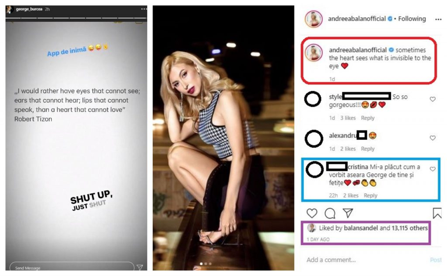 George Burcea, atac umilitor la adresa fostei soții, Andreea Bălan, după ce aceasta a postat un mesaj emoționant pe rețelele de socializare © Instagram Stories