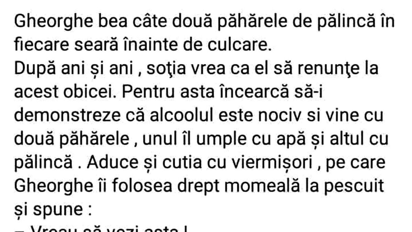 BANCUL ZILEI | Păhărelele de pălincă ale lui Gheorghe