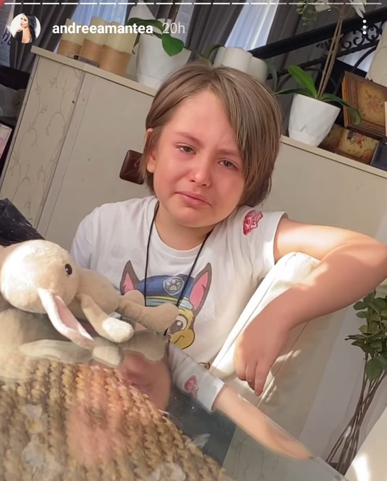 Andreea Mantea, cu sufletul frânt după ce fiul ei i-a făcut o mărturisire în timp ce plângea: “Sună-l pe președinte și spune-i să-l aducă pe Stinky” | FOTO