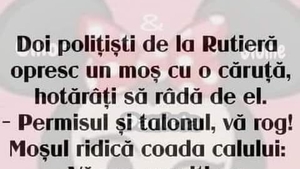 BANC | Doi polițiști de la Rutieră opresc un moș cu o căruță, hotărâți să râdă de el: "Permisul și talonul, vă rog!"