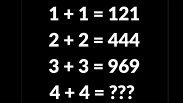 Test IQ exclusiv pentru genii | Dacă 1+1=121, 2+2=444 și 3+3=969, cât este 4+4?