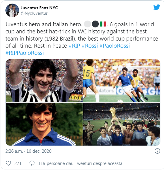 A murit Paolo Rossi, eroul Italiei la Cupa Mondială din 1982! Avea 64 de ani!
