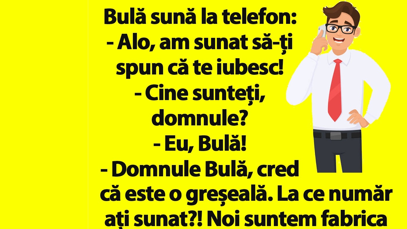 BANC | Bulă sună la telefon: "Alo, am sunat să-ți spun că te iubesc"
