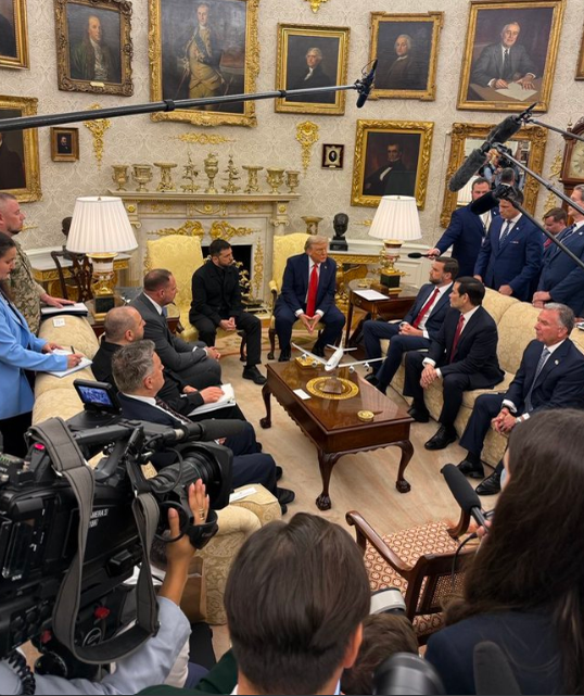 Întâlnirea dintre Zelenski-Trump și liderii UE/ sursă foto: X