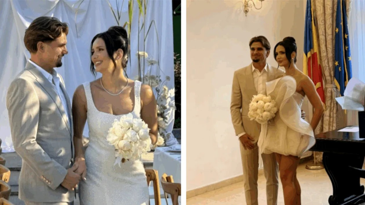 Răzvan Marin și Crina s-au căsătorit civil! Ianis și Elena Hagi, nași de cununie. GALERIE FOTO