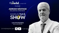 Marius Tucă Show începe luni, 16 octombrie, de la ora 20.00, live pe gandul.ro. Invitat: Adrian Năstase