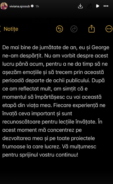 Despărțire-ȘOC în showbiz! Viviana Sposub și George Burcea și-au spus ADIO, după 4 ani de relație: ”Am simțit că e momentul”