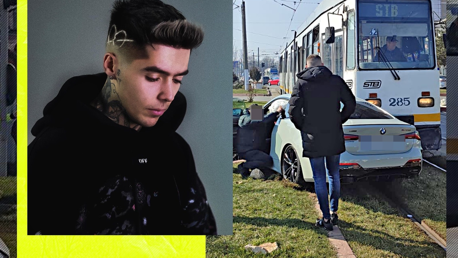 BMW-ul a fost grav avariat, iar cântărețul a ajuns la spital: Lino Golden, lovit de tramvai!