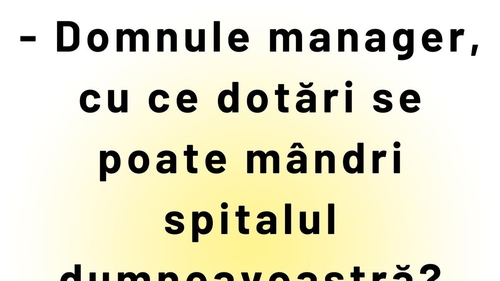 Bancul sfârșitului de săptămână | Dotări spitalicești
