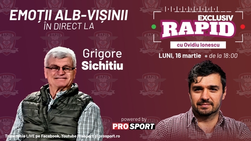Rapid e pe primul loc în playoff, iar noi vă așteptam de la ora 18:00, la "EXCLUSIV RAPID", în direct pe YouTube - ProSport!