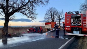 Accident înfiorător în Teleorman, în ziua de Crăciun! Doi tineri au murit după ce au intrat cu mașina într-un copac